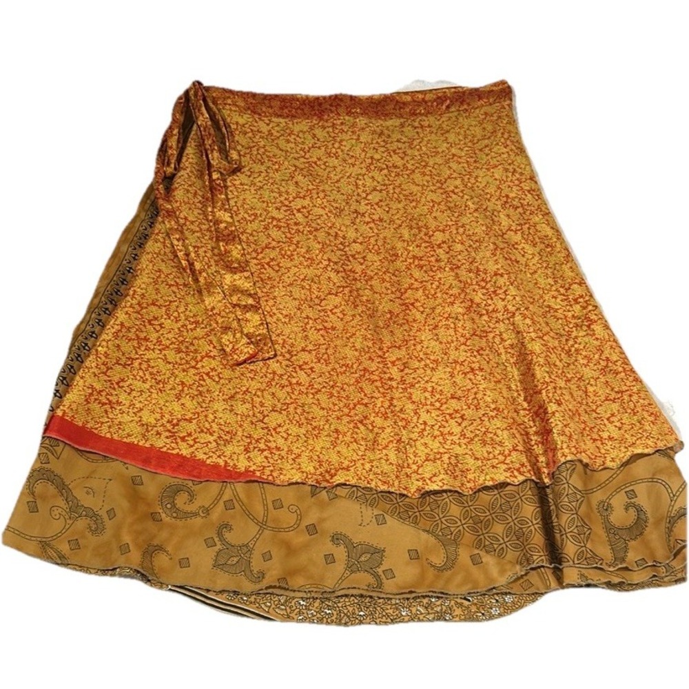 Vintage Yellow Sarees 100% Pure Silk‎ Printed Sari Craft Fabric